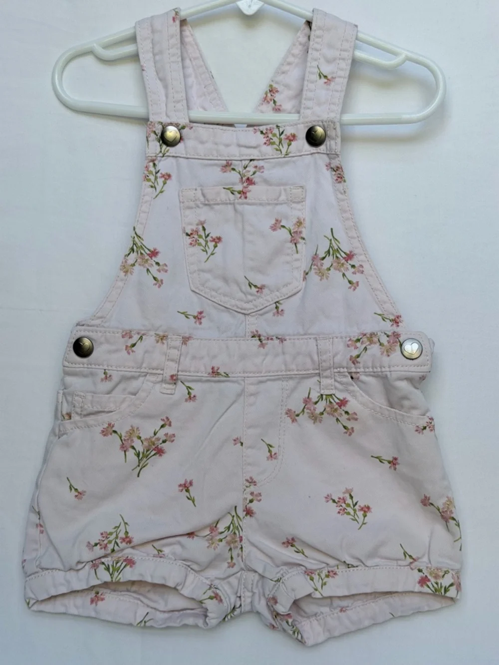 The Children's Place Pink Floral Short Overalls